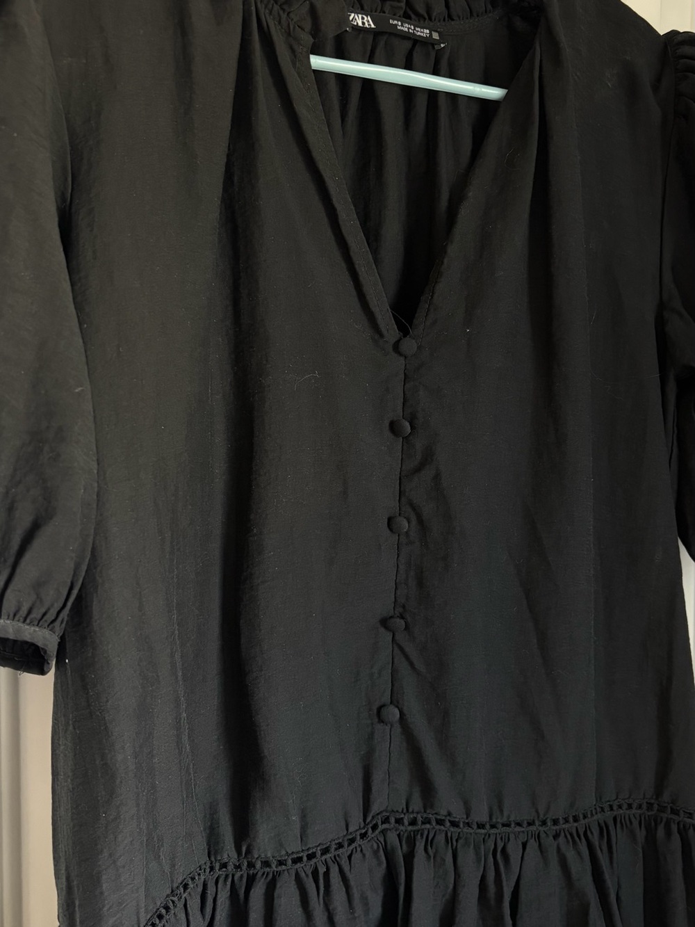 ZARA Black Casual Button-Front MINI DRESS